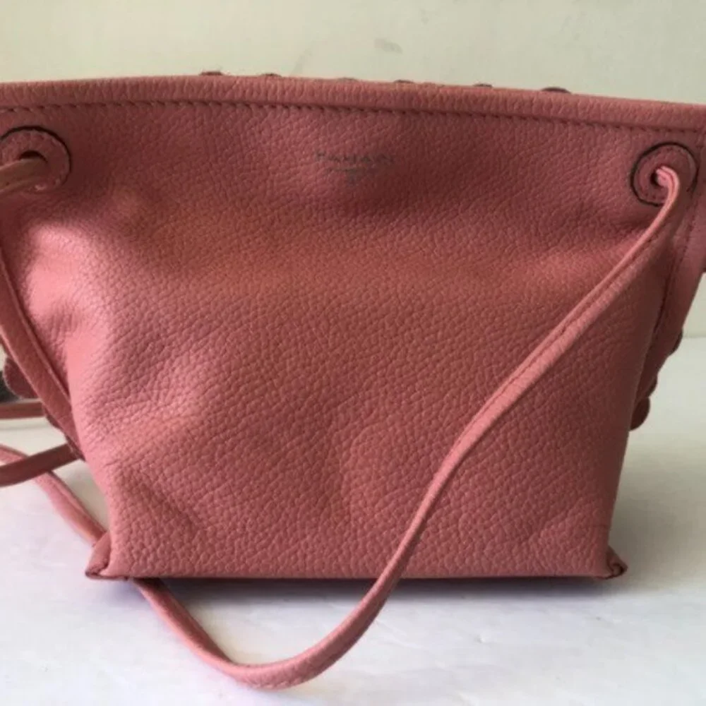 T Tahari 3D Greta Leather Flowers Appliques Pink Crossbody Handbag